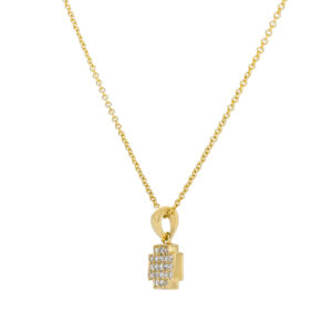 Dije cruz plana de oro amarillo con diamantes - Imagen 2