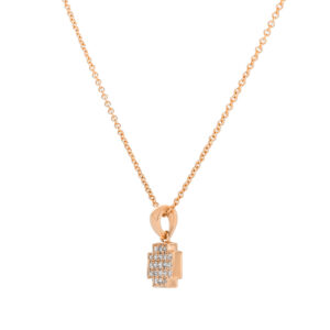 Dije cruz plana de oro rosa con diamantes - Imagen 2