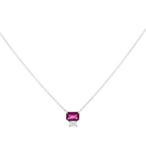 Dije de oro blanco con rubí y diamante