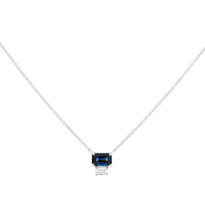 Dije de oro blanco con zafiro y diamante