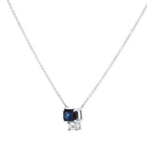Dije de oro blanco con zafiro y diamante - Imagen 2