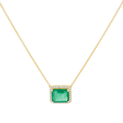 Dije de oro amarillo con esmeralda y diamantes