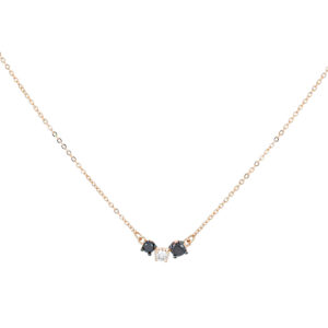 Dije bicolor mini de oro rosa con diamantes negros