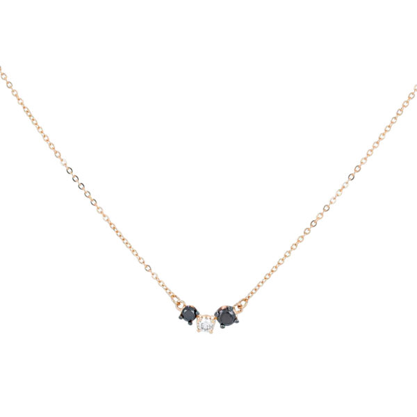 Dije bicolor mini de oro rosa con diamantes negros