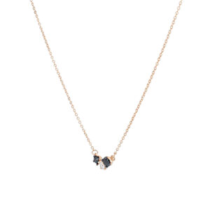 Dije bicolor mini de oro rosa con diamantes negros - Imagen 2