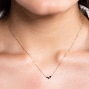 Dije mini de oro rosa con diamantes negros - Imagen 3