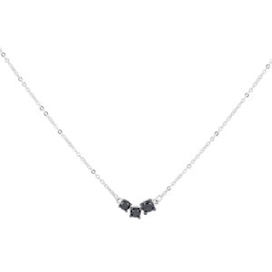 Dije mini de oro blanco con diamantes negros