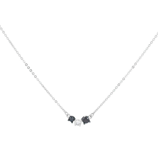 Dije bicolor mini de oro blanco con diamantes negros