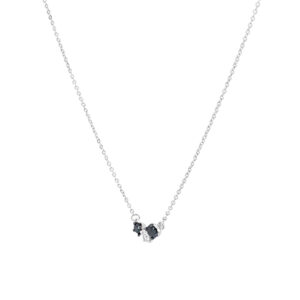 Dije bicolor mini de oro blanco con diamantes negros - Imagen 2