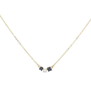 Dije bicolor mini de oro amarillo con diamantes negros