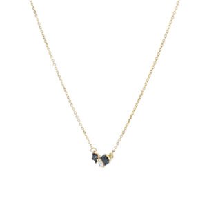 Dije bicolor mini de oro amarillo con diamantes negros - Imagen 2