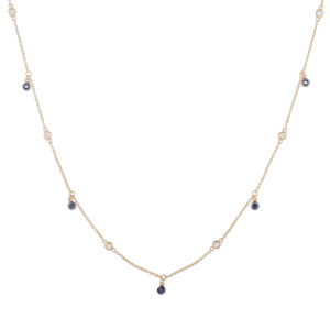 Gargantilla charms de oro amarillo con diamantes blancos y negros