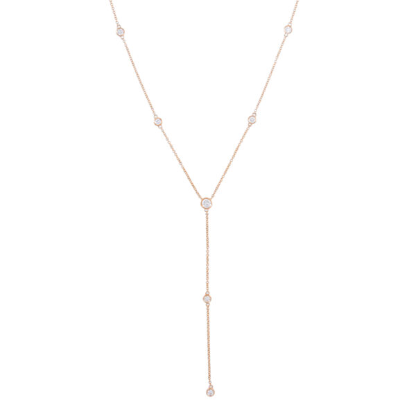 Gargantilla con colgante de oro rosa con diamantes