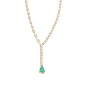 Gargantilla de Oro Amarillo con Esmeralda y Diamante - Imagen 2