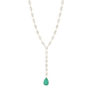 Gargantilla de Oro Amarillo con Esmeralda y Diamante