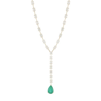 Gargantilla de Oro Amarillo con Esmeralda y Diamante