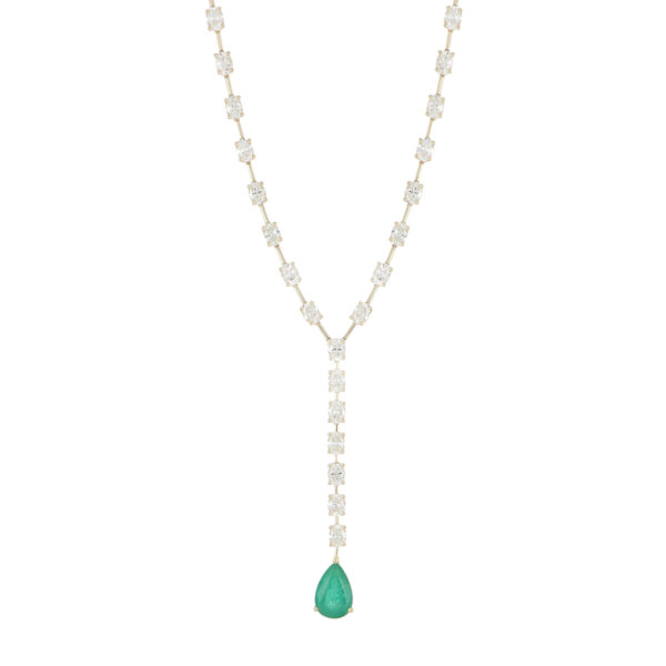 Gargantilla de Oro Amarillo con Esmeralda y Diamante