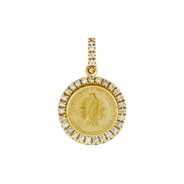 Medalla Virgen de Guadalupe de oro con diamantes