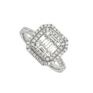 juego aretes y anillo con diamantes en oro blanco - Imagen 2