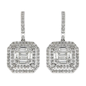 juego aretes y anillo con diamantes en oro blanco - Imagen 3