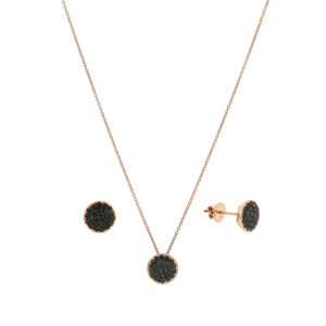 Juego de oro rosa y diamante negro