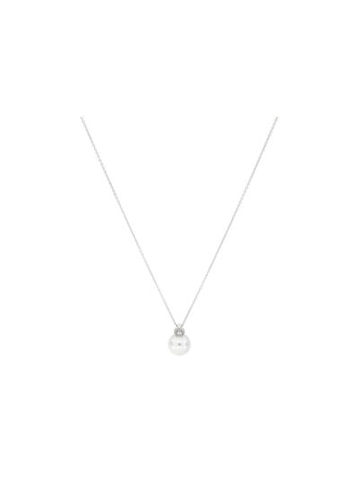 Juego de broquel con dije de perla en oro blanco - Imagen 2
