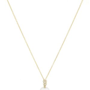 Juego de broquel con dije de perla en oro amarillo - Imagen 2