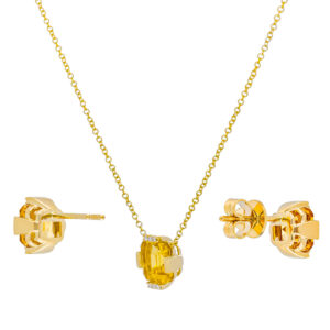 Juego broqueles y dije de citrina y diamantes - Imagen 2
