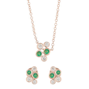 Juego de Oro Rosa con Esmeraldas y Diamantes