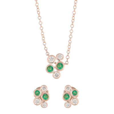 Juego de Oro Rosa con Esmeraldas y Diamantes