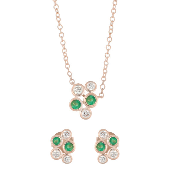 Juego de Oro Rosa con Esmeraldas y Diamantes