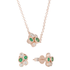 Juego de Oro Rosa con Esmeraldas y Diamantes - Imagen 2