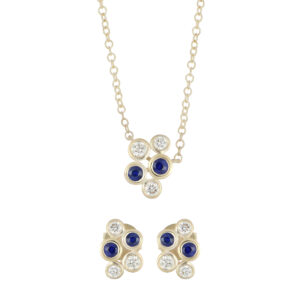 Juego de Oro Amarillo con Zafiro y Diamantes