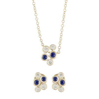 Juego de Oro Amarillo con Zafiro y Diamantes