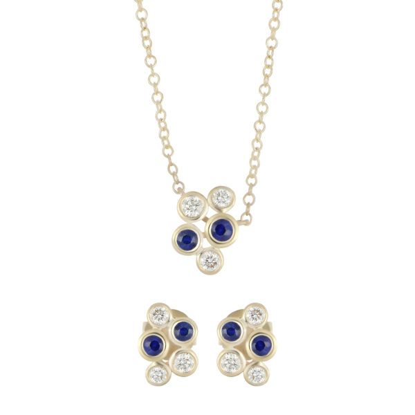 Juego de Oro Amarillo con Zafiro y Diamantes