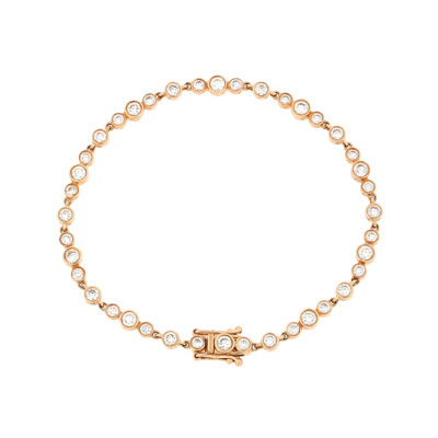Pulsera tenis en oro rosa con diamantes