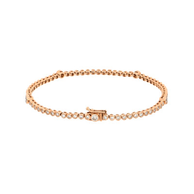 Pulsera tenis en oro rosa con diamantes