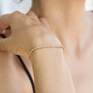 Pulsera tenis en oro rosa con diamantes - Imagen 2