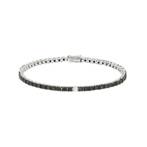 Pulsera oro blanco 14K y diamante negro