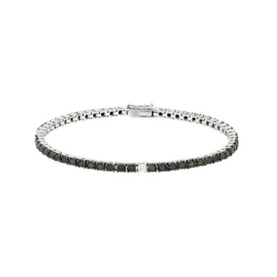 Pulsera oro blanco 14K y diamante negro