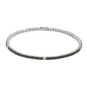 Pulsera tenis en oro blanco con diamantes negros