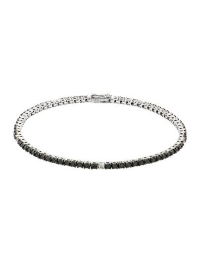 Pulsera tenis en oro blanco con diamantes negros