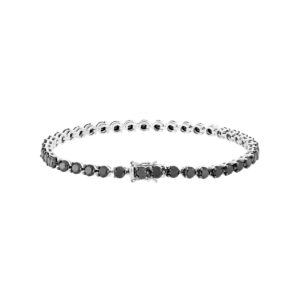Pulsera tenis de oro blanco con diamantes negros