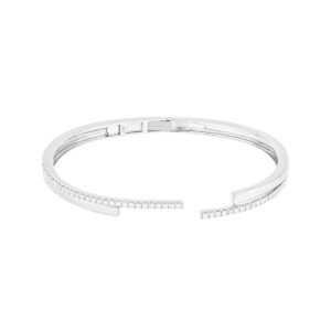 Pulsera abierta de oro blanco con diamantes