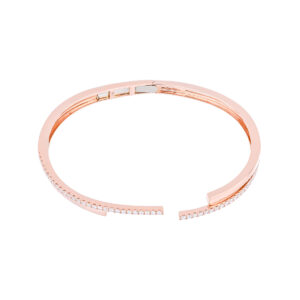 Pulsera abierta de oro rosa con diamantes - Imagen 2