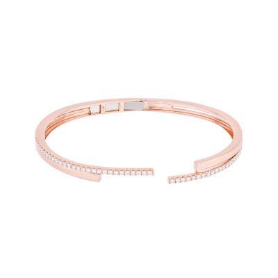 Pulsera abierta de oro rosa con diamantes