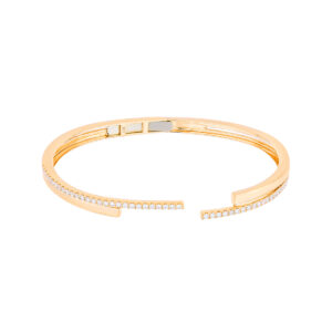 Pulsera abierta en oro amarillo con diamantes