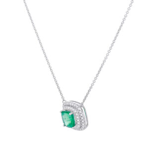 Dije de oro blanco con esmeralda y diamantes - Imagen 2