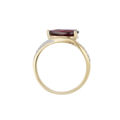 Anillo de Oro Amarillo con Granate y Diamantes Naturales - Imagen 2