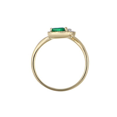 Anillo de Oro Amarillo con Esmeralda y Diamantes - Imagen 2